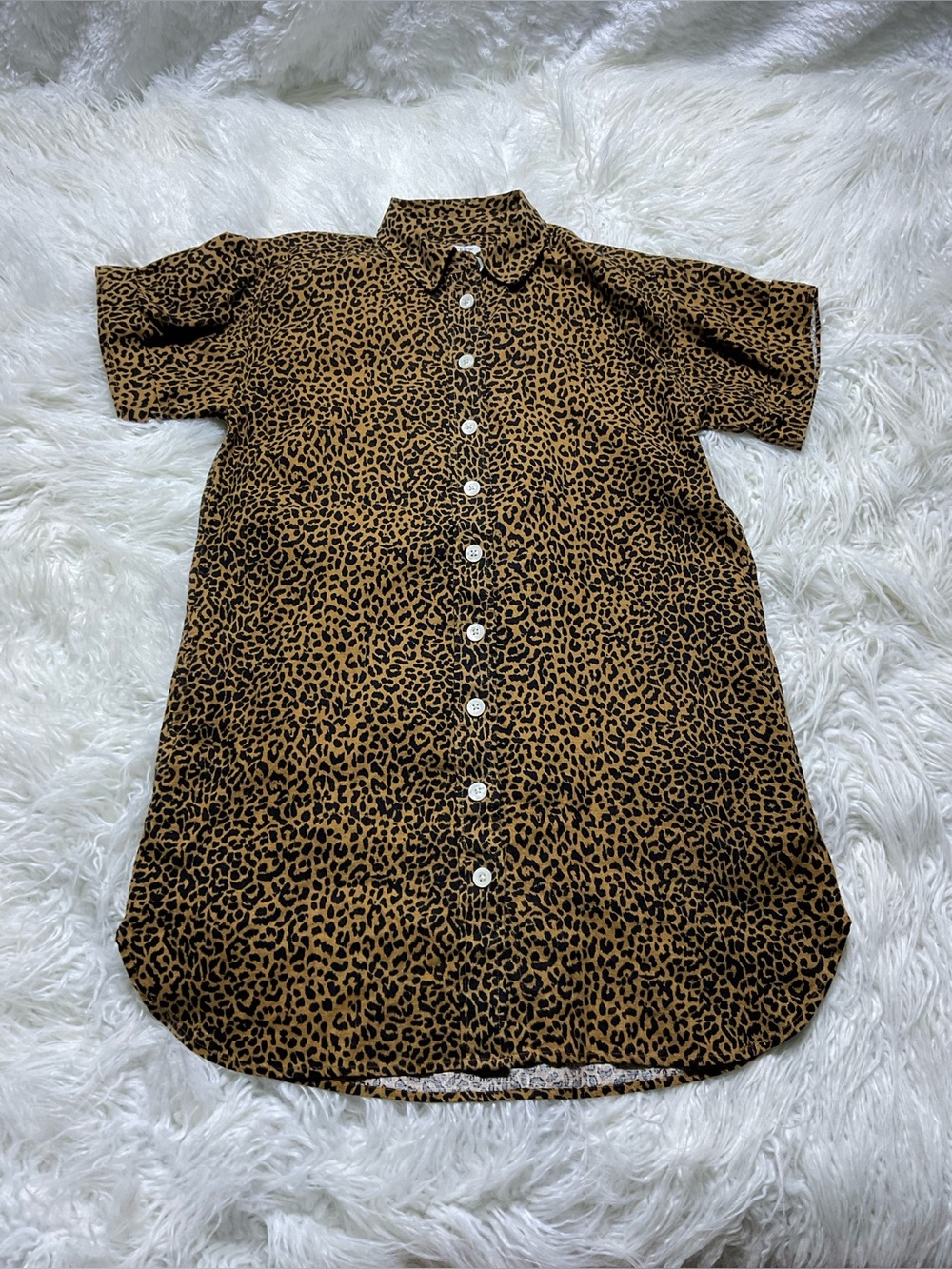 J Crew Linen-blend Animal Print Mini Shirt-dress